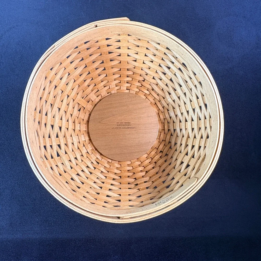 Longaberger 9-inch Bowl Basket 12785 Navy Liner Protector Lid 2002 USA Handwoven